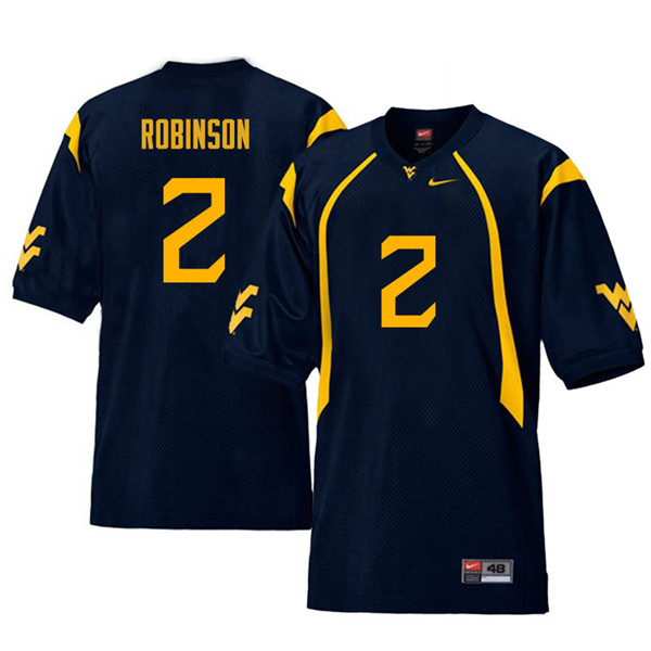 Men #2 Kenny Robinson West Virginia Mountaineers Retro College Football Jerseys Sale-Navy
